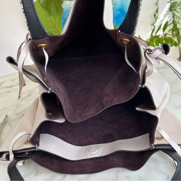 COACH 1941 Harmony Hobo In Colorblock Leather With Snakeskin Detail 69074 Chalk - Picture 13 of 16